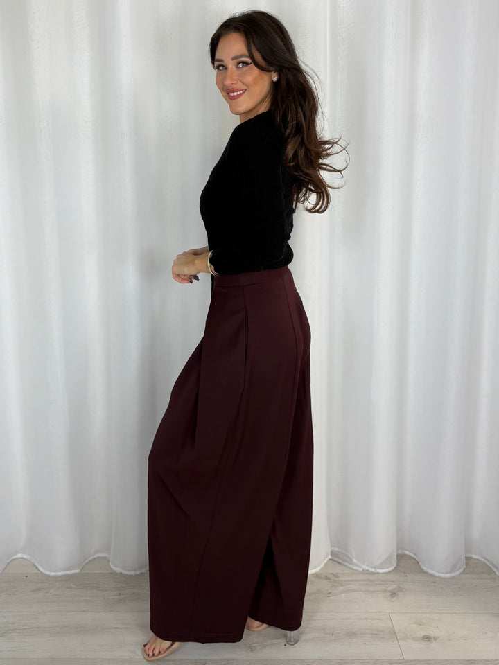 High Waisted Pleated Barrel Leg Trousers (3 Colours)