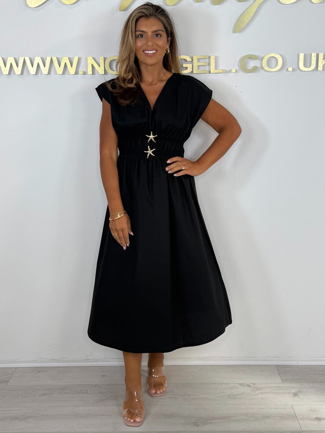 Double Star Cap Sleeve Midi Dress (5 Colours)