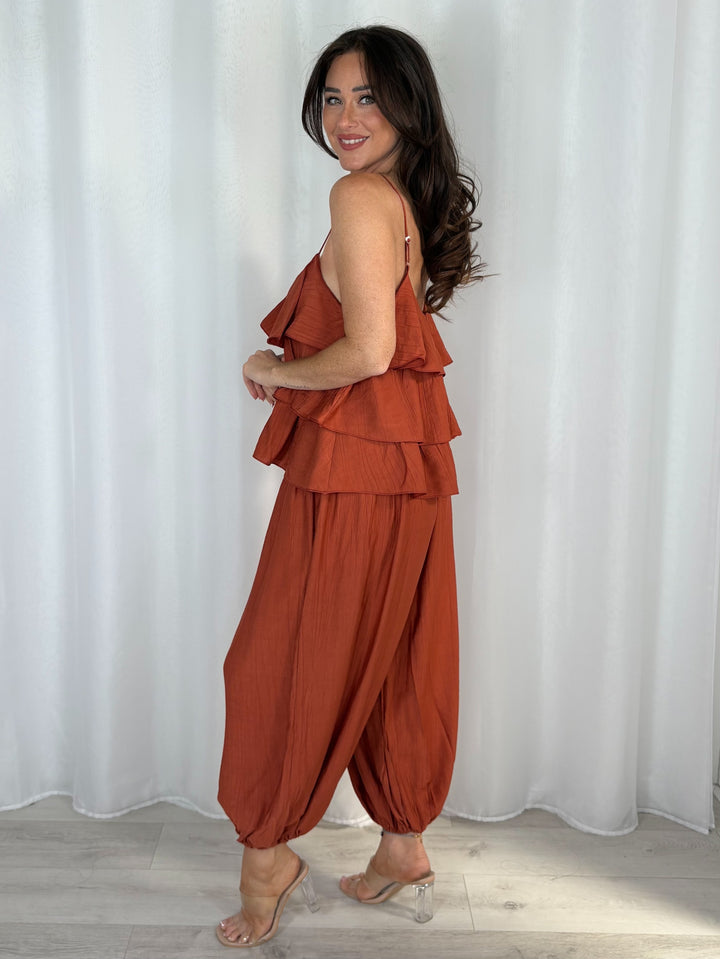 Frill Vest Top And Harem Trouser Co-Ord (7 Colours)