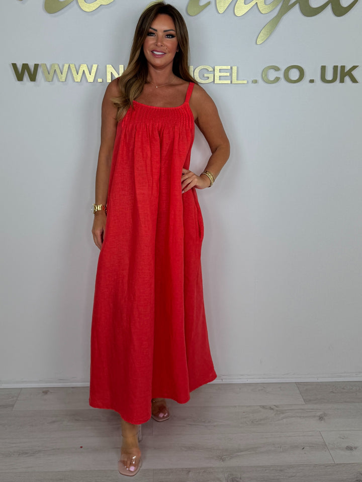 Linen Adjustable Strap Maxi Dress (2 Colours)