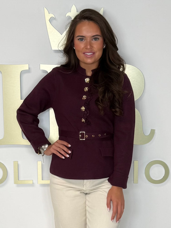 Gold Rose Button Top With Belt (3 Colours)