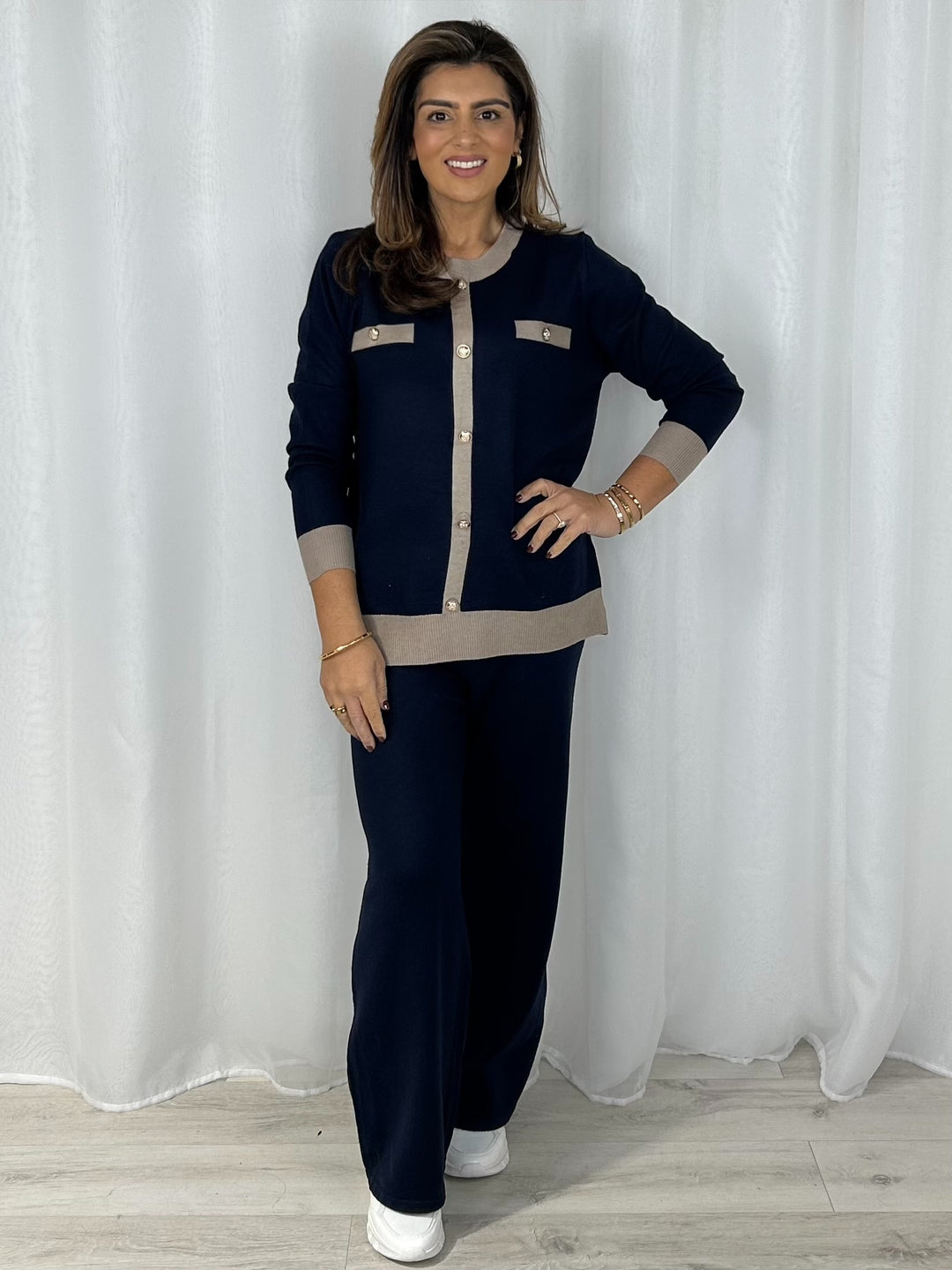 Gold Button Pocket Jumper & Trouser Co-Ord (4 Colours)