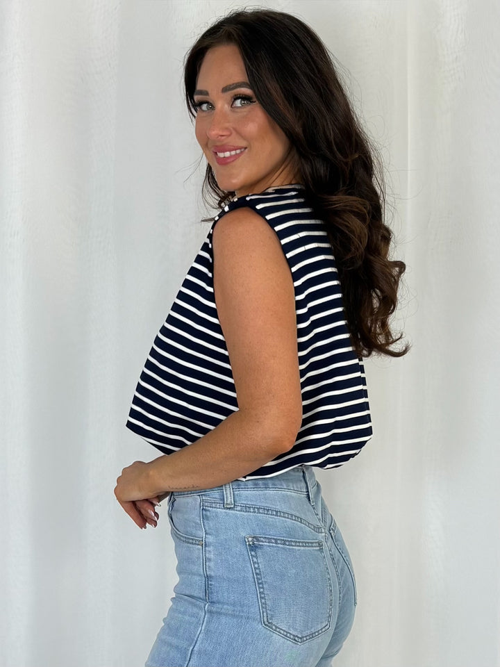 Textured Button Shoulder Pad Puffball Top (6 Colours)