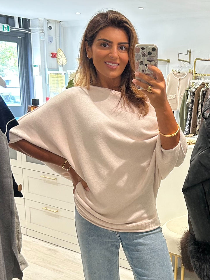 Soft Knit Slash Neck Asymmetric Oversized Jumper (7 Colours)