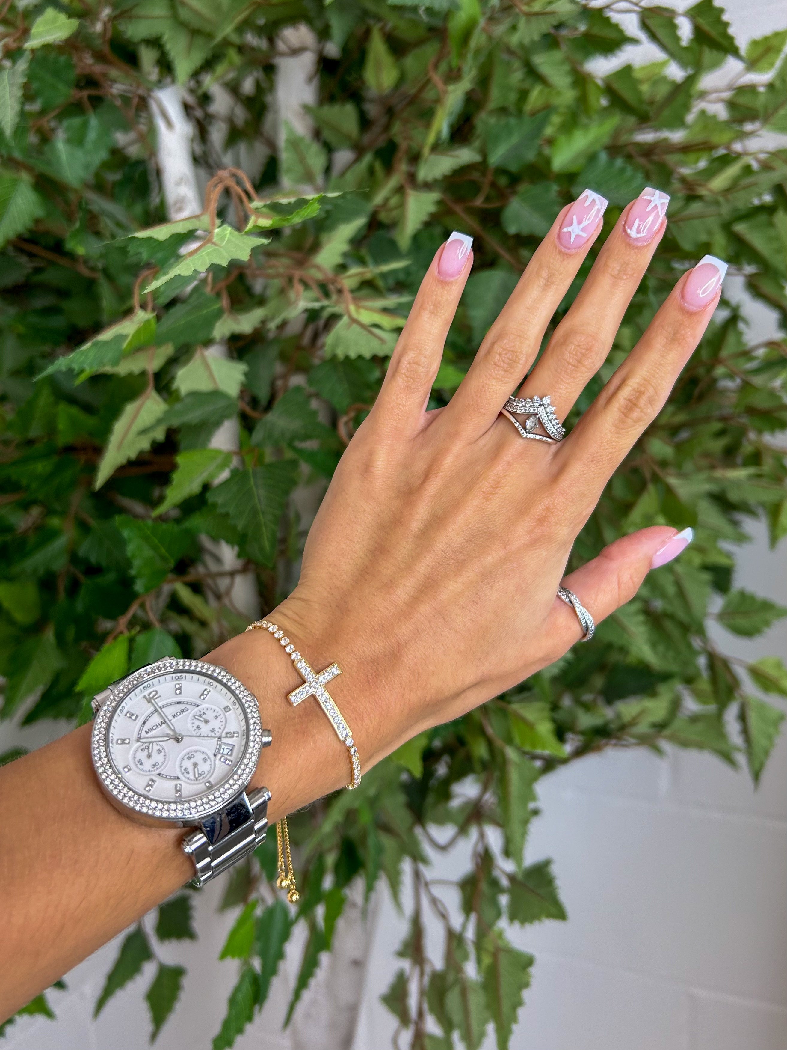 Diamante Stud Cross Adjustable Bracelet 2 Colours No Angel Clothing