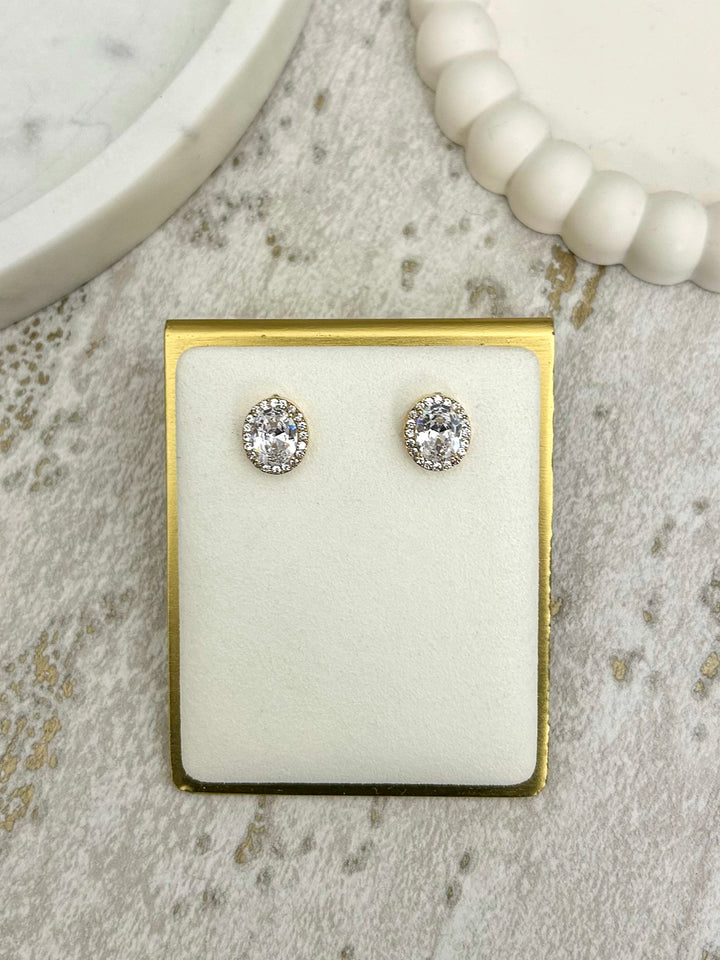 Diamanté Large Stone Stud Earrings (2 Colours)