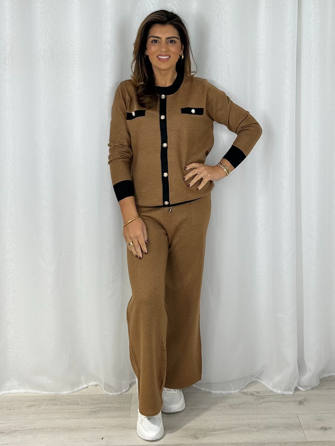 Gold Button Pocket Jumper & Trouser Co-Ord (4 Colours)