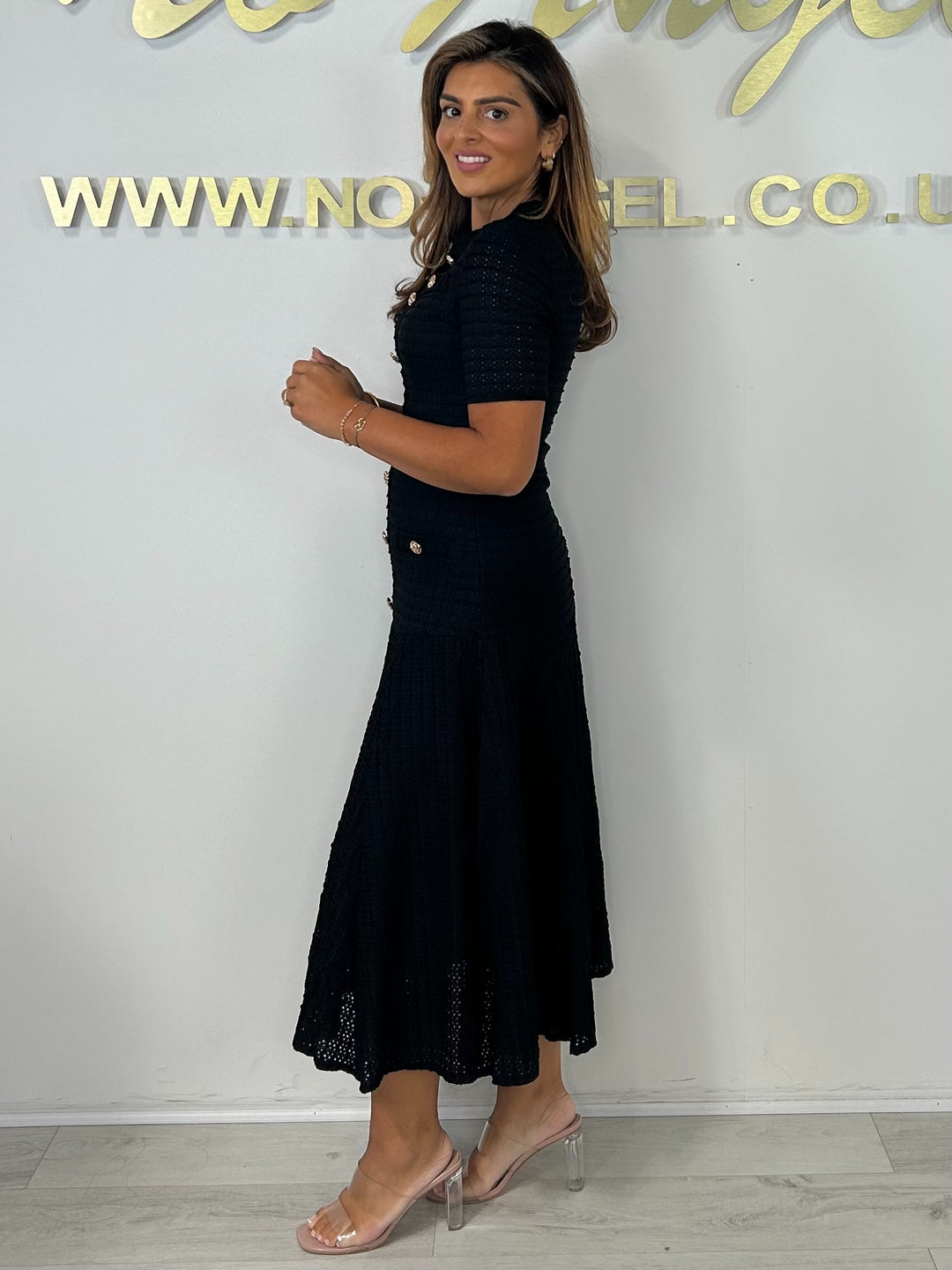 Short Sleeve Gold Button Dropped Hem Maxi Dress (5 Colours)