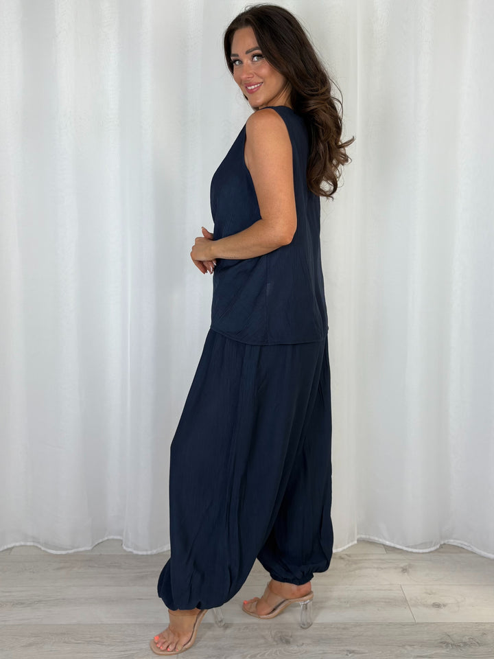 Harem Trouser Tie Side Vest Co-Ord (6 Colours)