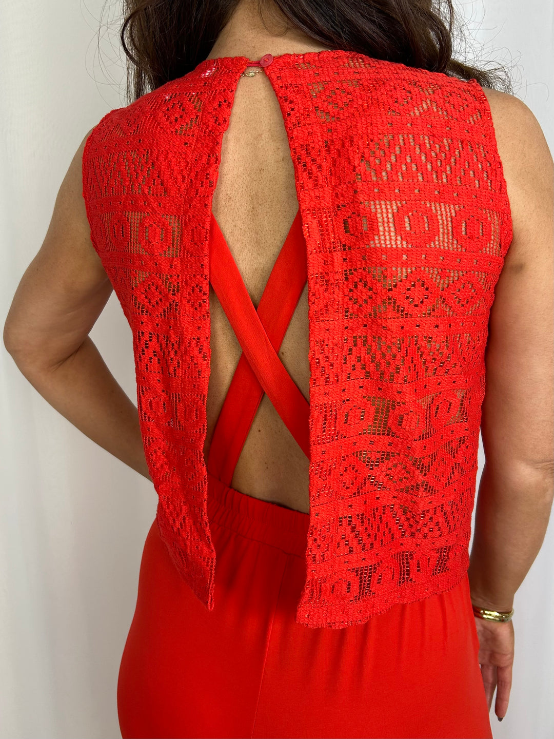 Crochet Sleeveless Open Back Jumpsuit