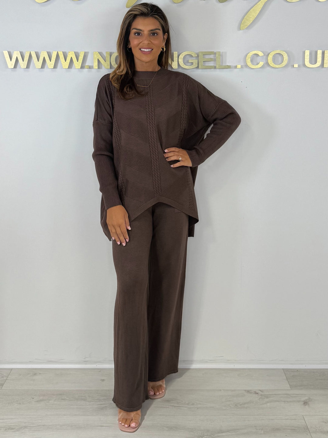 Soft Knit Cable Design Jumper & Wide Leg Trouser Co-ord (6 Colours)