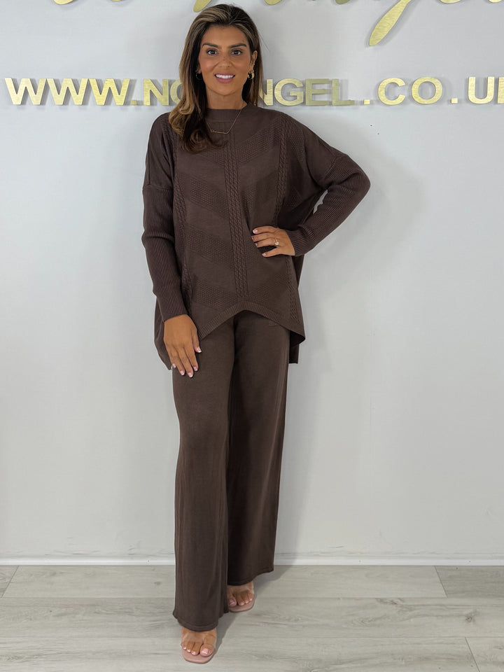 Soft Knit Cable Design Jumper & Wide Leg Trouser Co-ord (6 Colours)