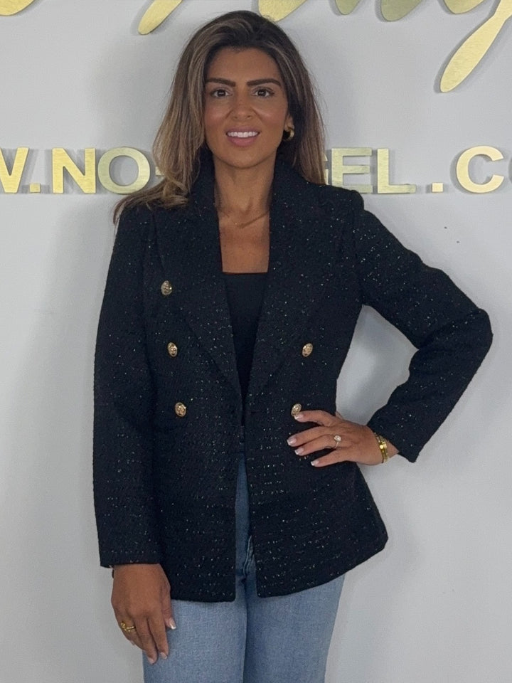 Shimmer Double Breasted Gold Button Collared Blazer (5 Colours)