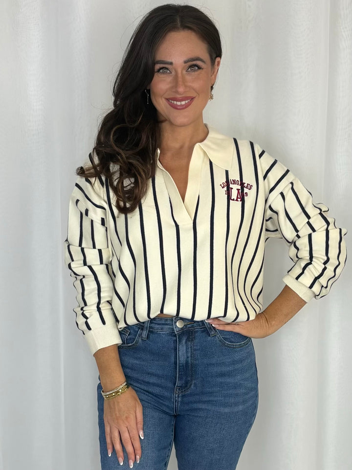 Striped LA Detail Soft Knit Jumper (4 Colours)