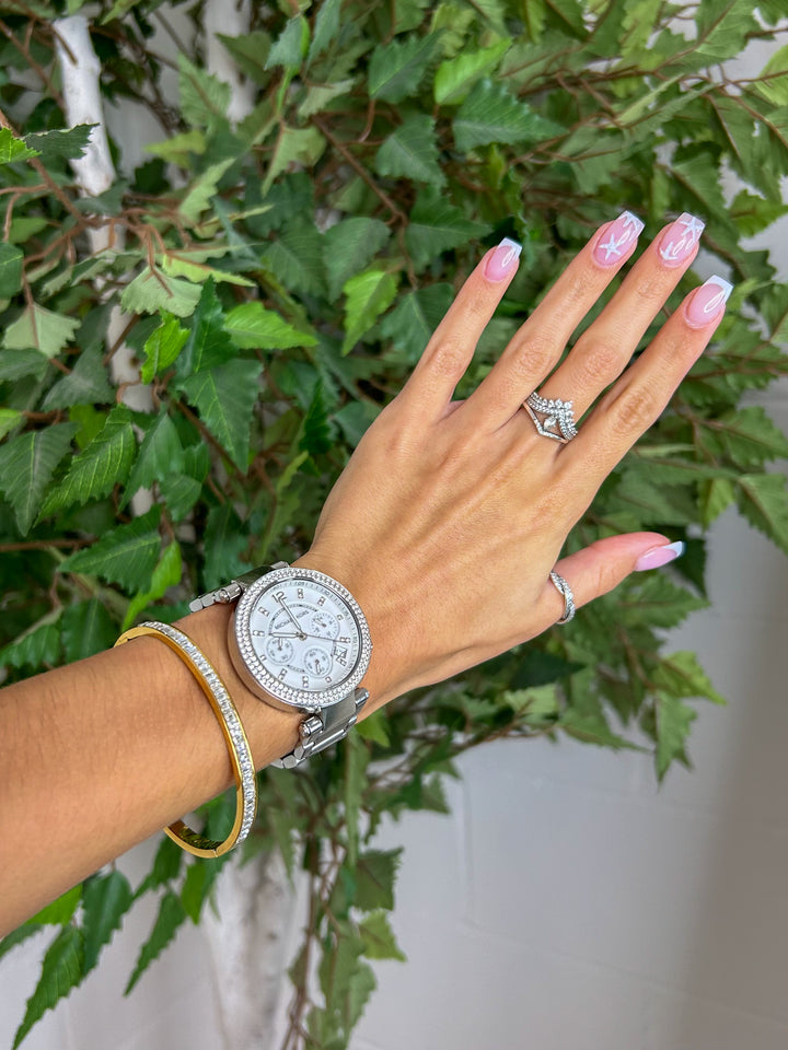 Diamante Gold Baguette Bangle