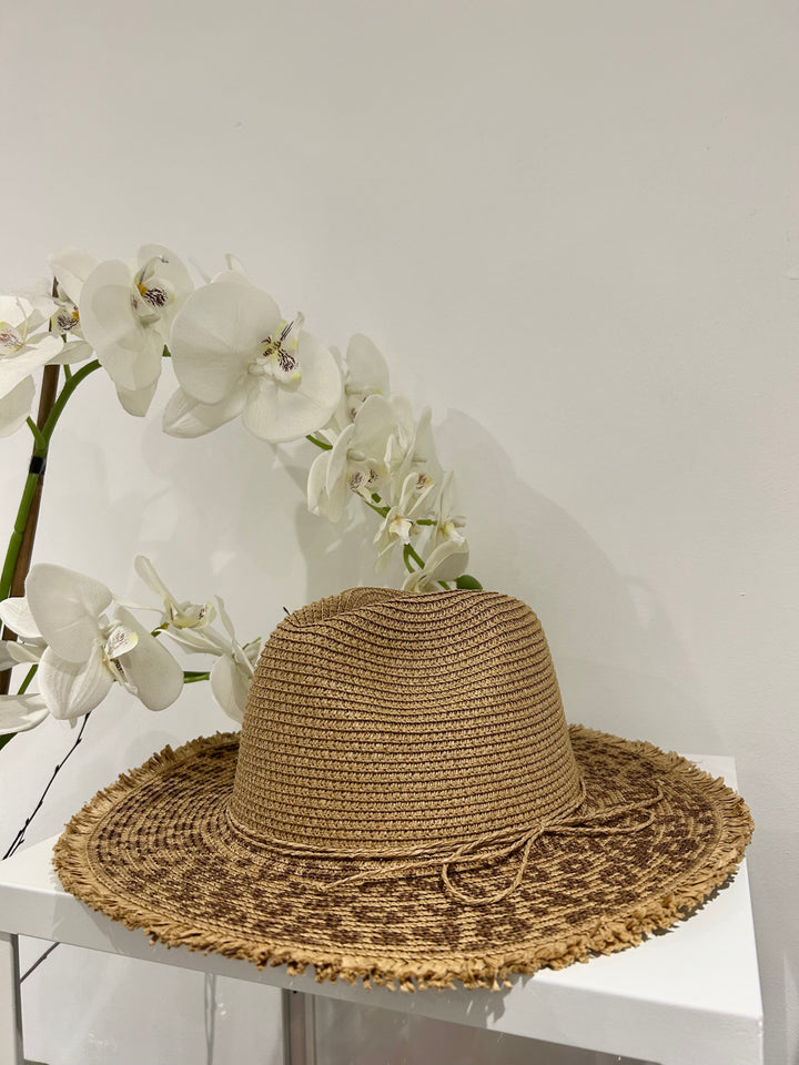 Leopard Print Detail Straw Beach Hat (2 Colours)