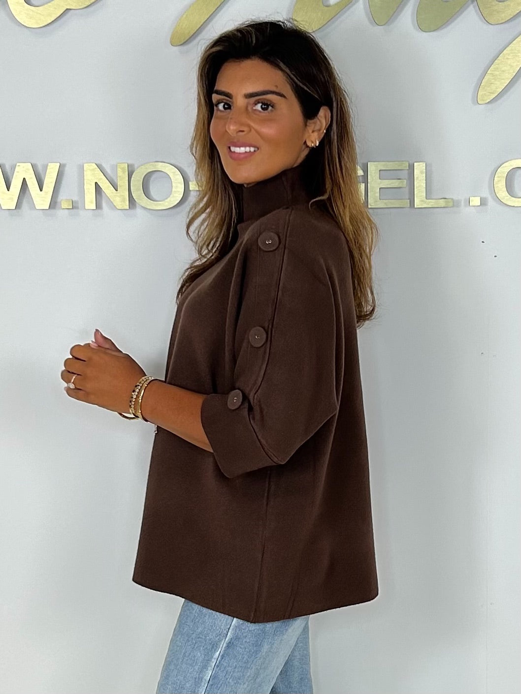 Soft Knit High Neck Button Sleeve Jumper (6 Colours)