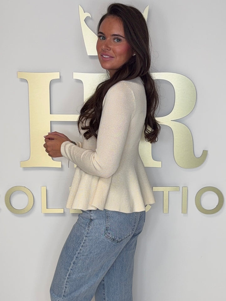 Ribbed Peplum Button Up Cardigan (2 Colours)