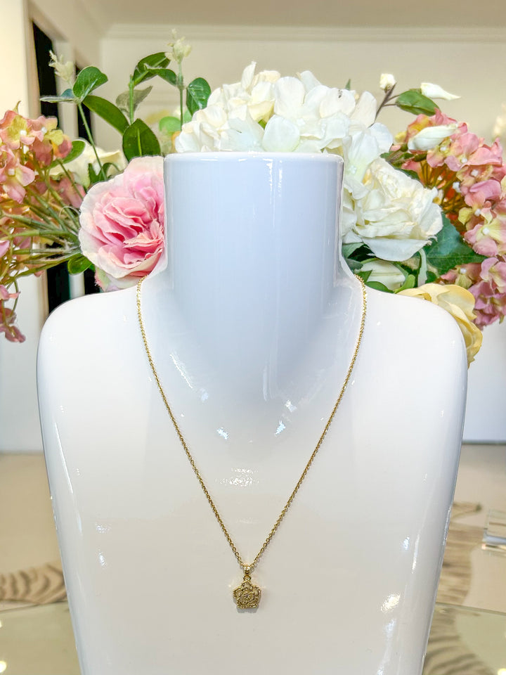 Gold Flower Diamante Necklace (2 Colours)