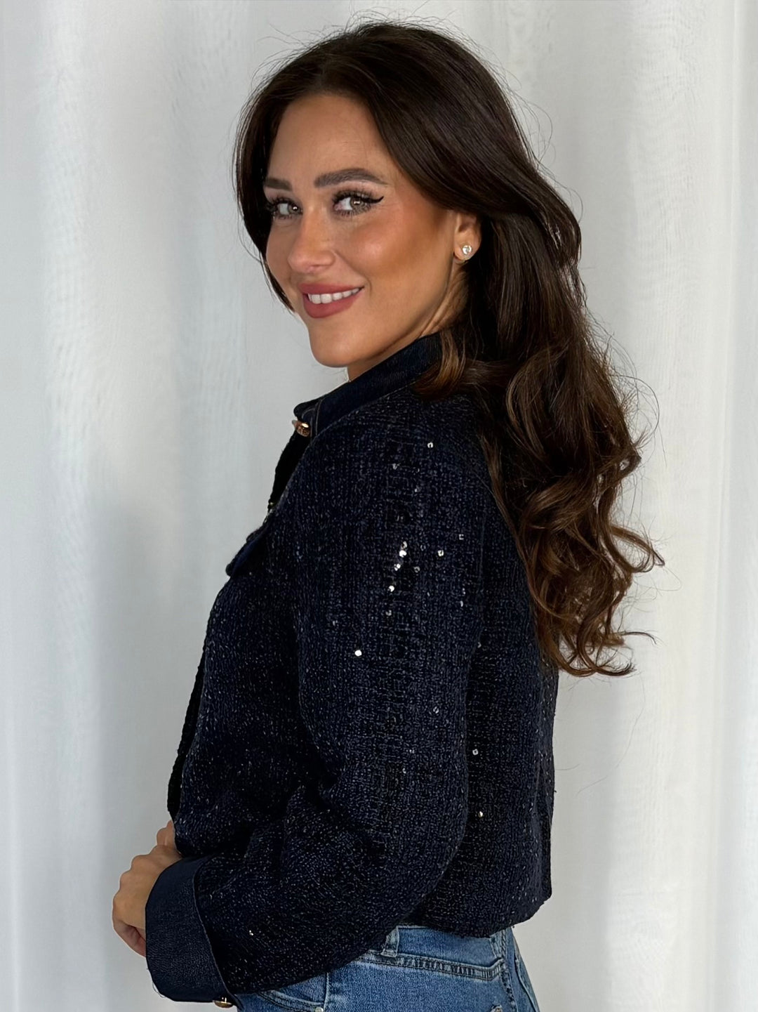 4 Gold Button Textured Boucle Cropped Jacket (3 Colours)