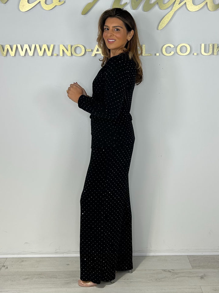 Black Sparkle Gold Buckle Tie Co-Ord (2 Colours)