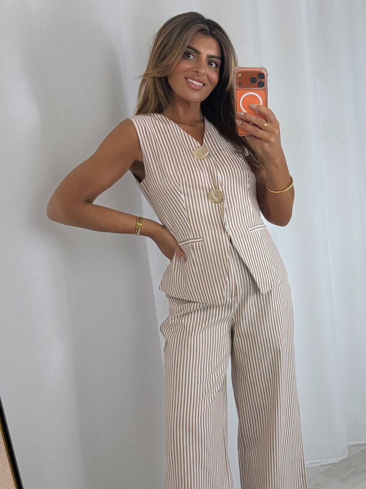 Stripe Shell Button Waistcoat & Trouser Co-ord (2 Colours)