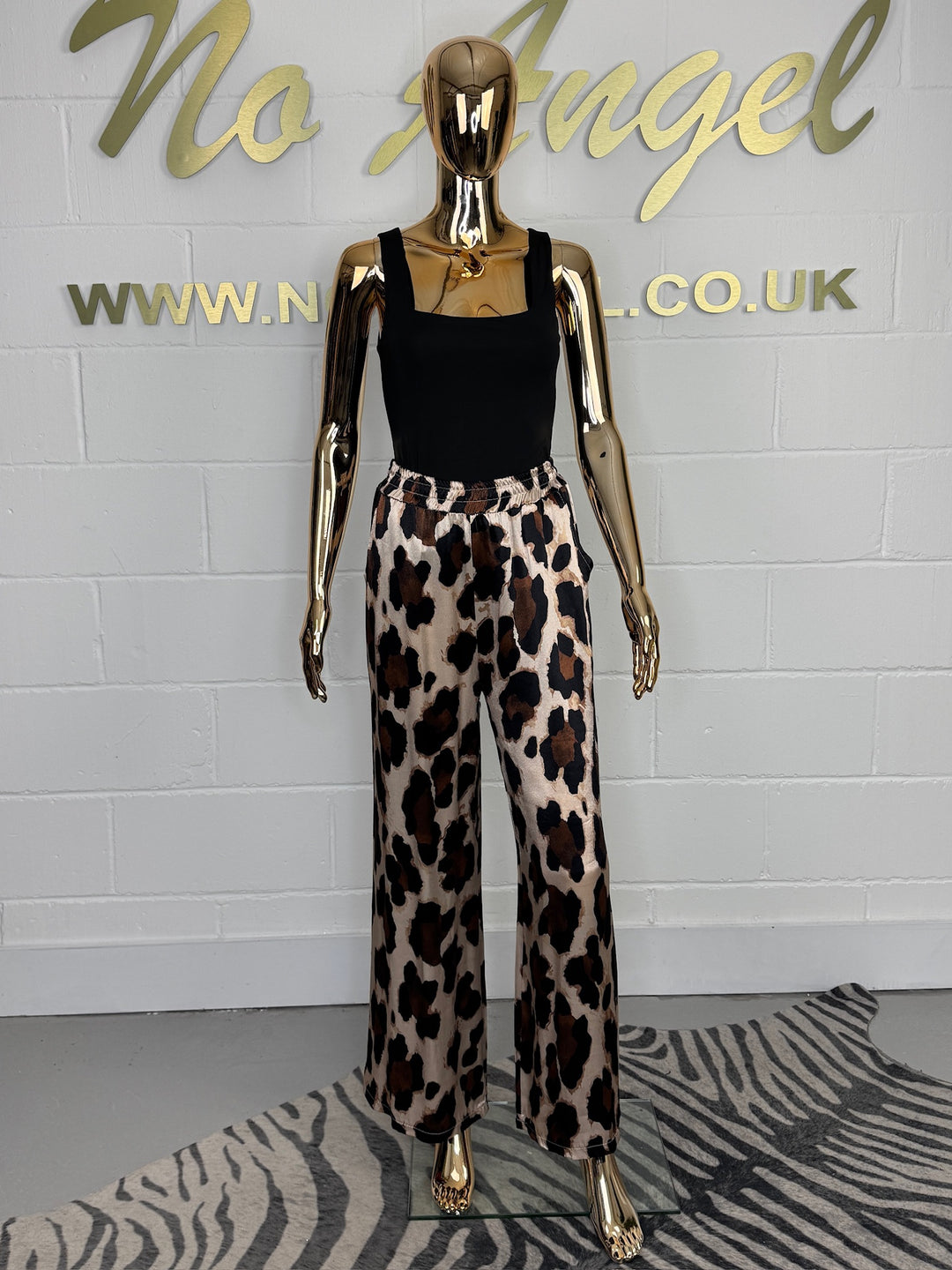 Satin Floaty Animal Print Trousers (2 colours)