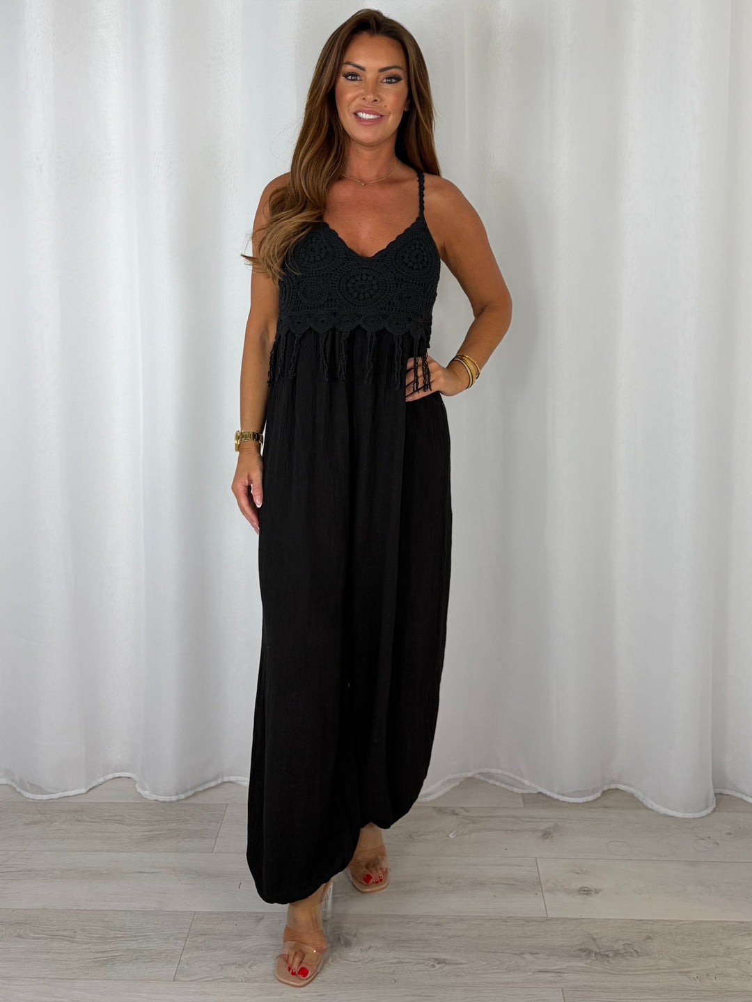 Jumpsuit With Crochet Detailing (4 Colours)