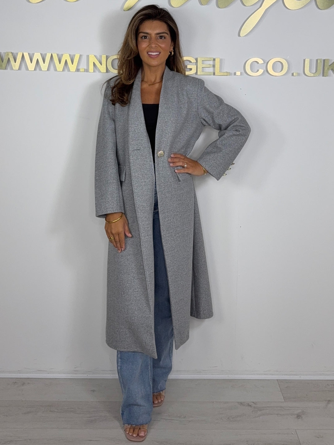 Textured Gold Single Button Longline Jacket (5 Colours)