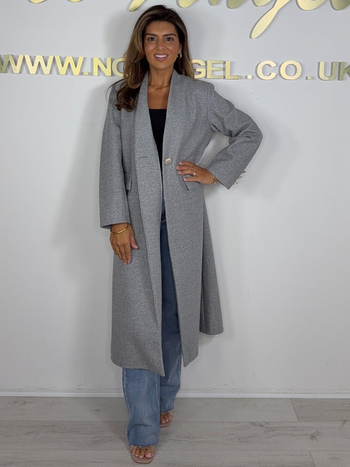 Textured Gold Single Button Longline Jacket (5 Colours)