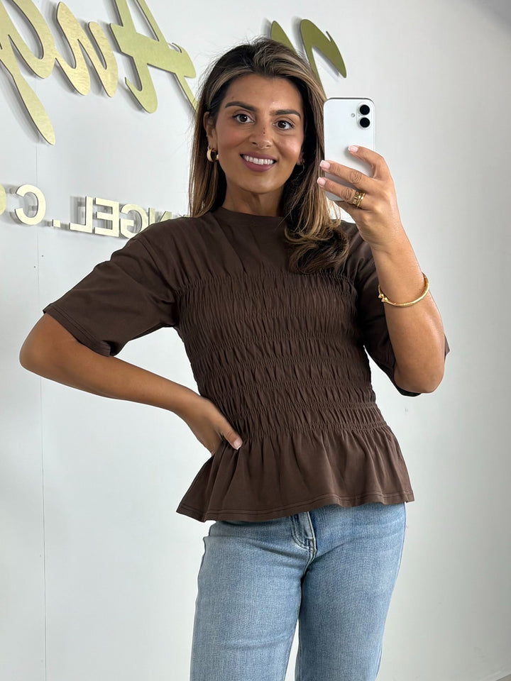 Smocked Peplum T-Shirt (3 Colours)