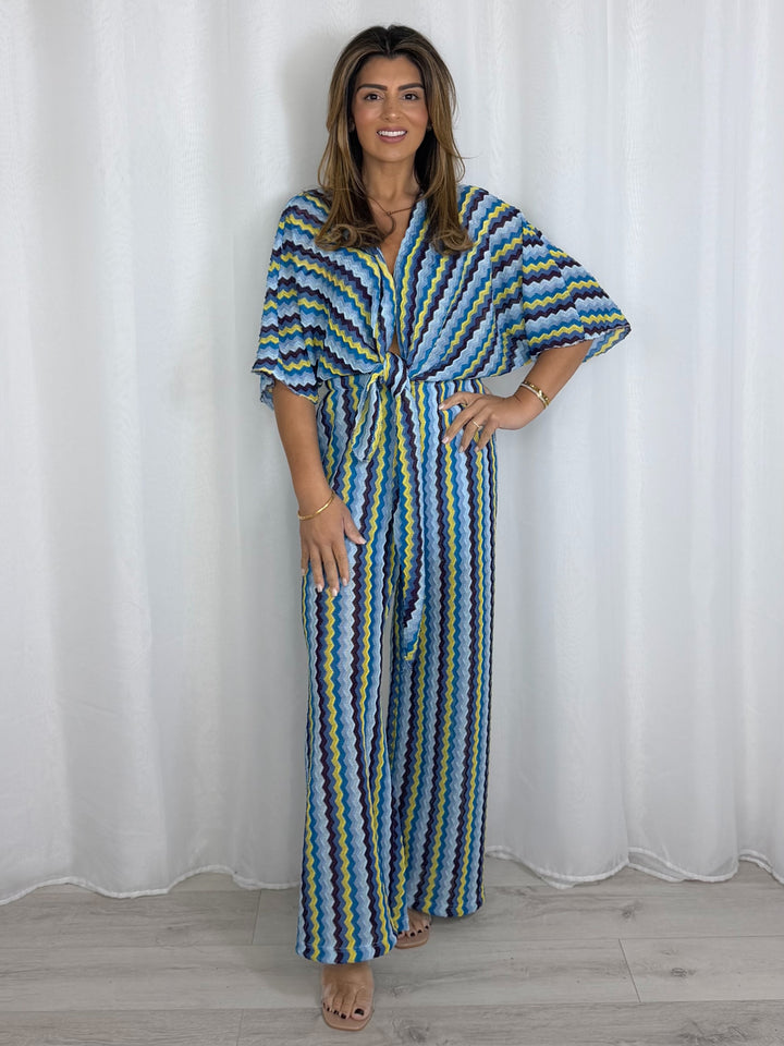 Zig Zag Tie Up Top And Trouser Co-Ord (5 Colours)