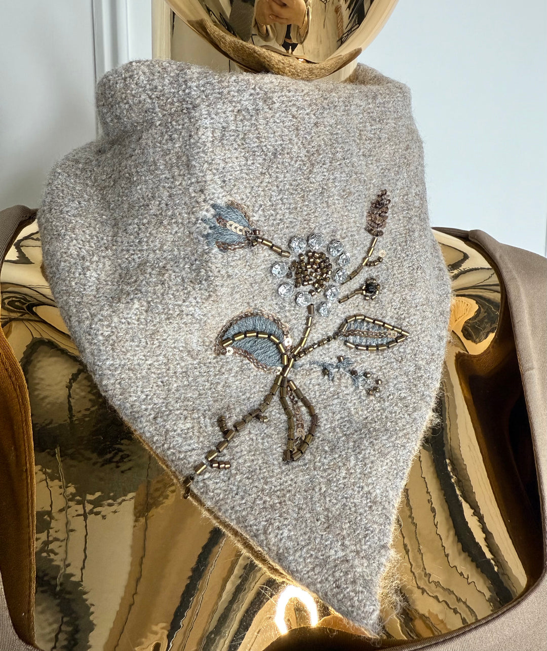 Embellished Knit Neck Bandana