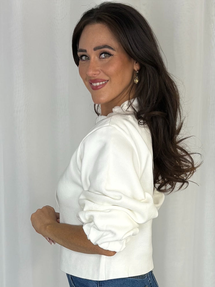 Covered Button Cinched In Sleeve Top