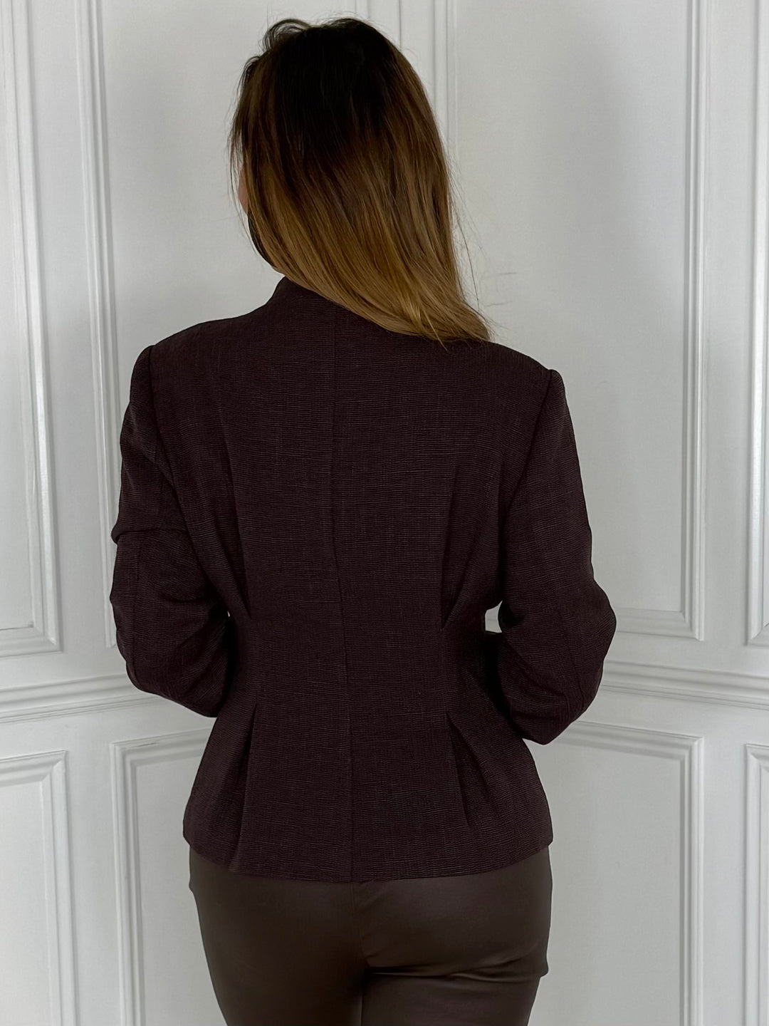 WINDSOR - Tweed Peplum Blazer (Chocolate)