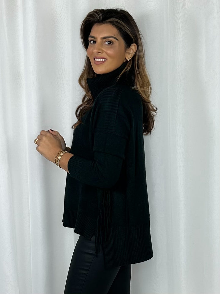 Soft Knit Roll Neck Tassel Side Jumper (5 Colours)