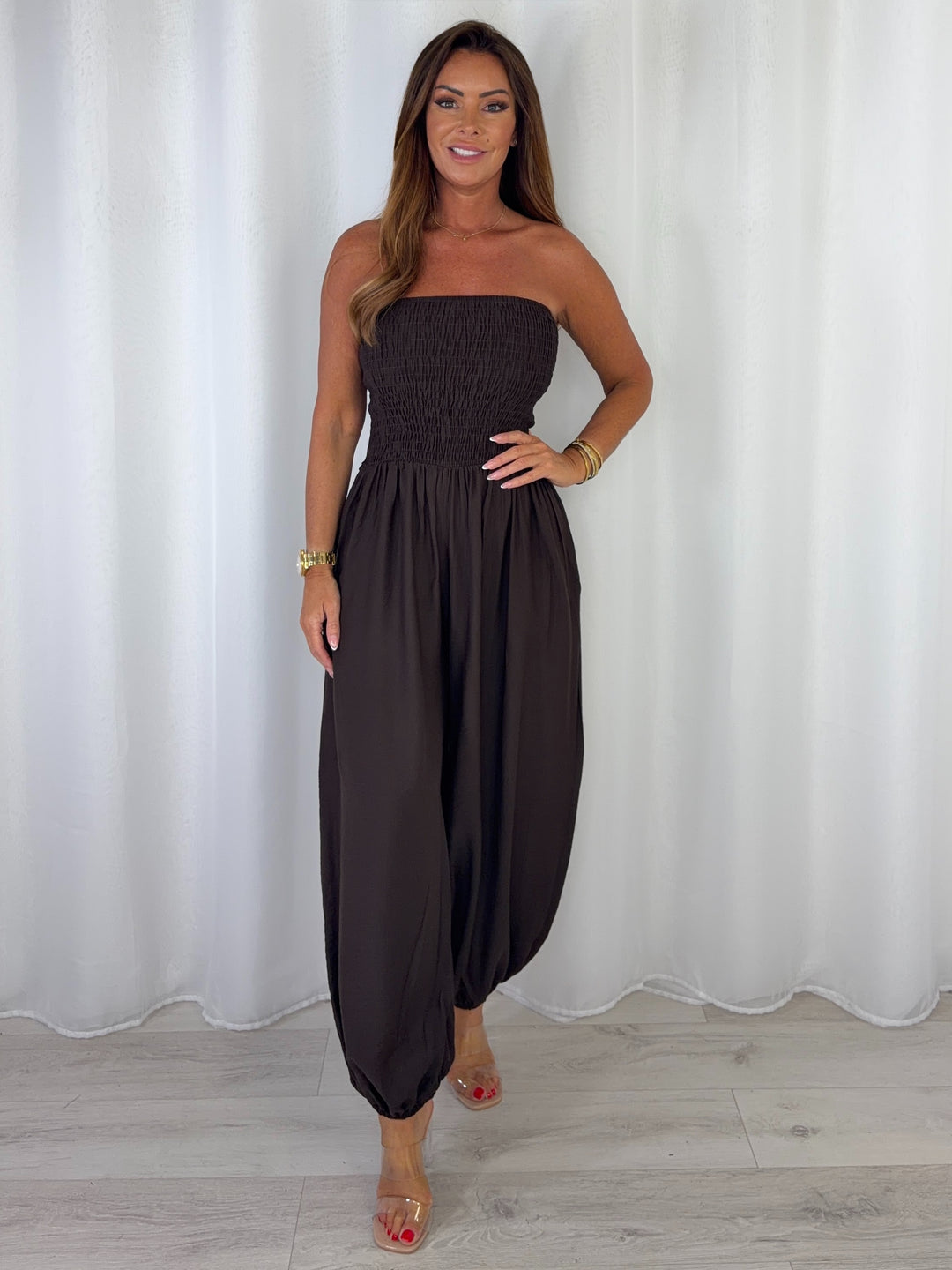 Smocked Bandeau Hareem Trouser Jumpsuit (4 Colours)