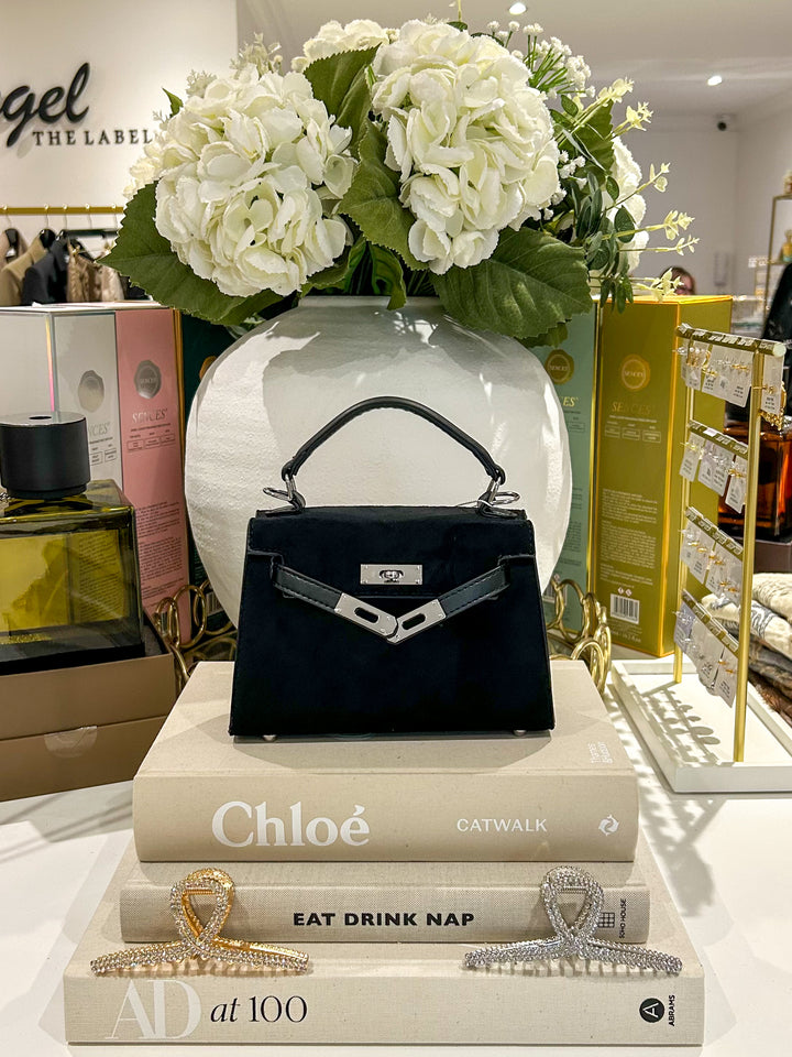 Faux Suede Silver Hardware Handbag (2 Colours)