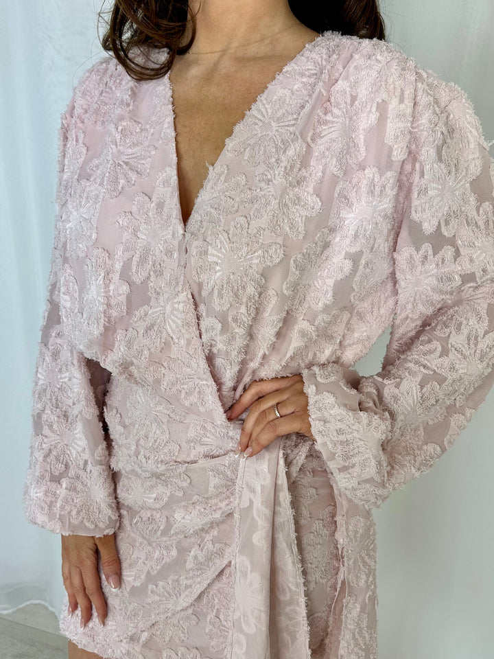 V-Neck Tie Waist Flower Detail Mini Dress (2 Colours)