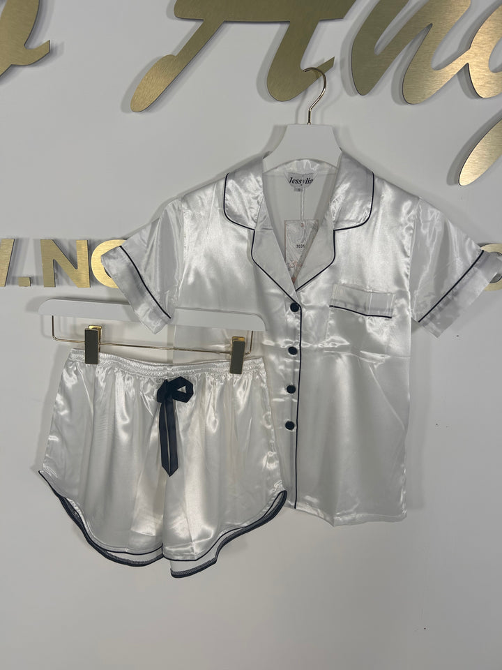 Satin Short Sleeve Pajama Set (3 Colours)