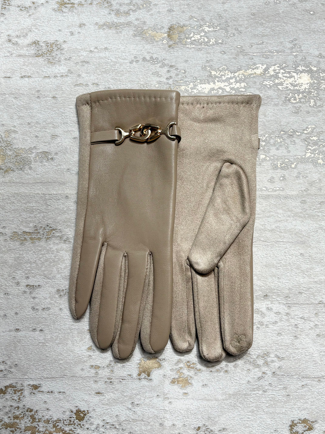 Plain Faux Leather Gold Buckle Glove (5 Colours)