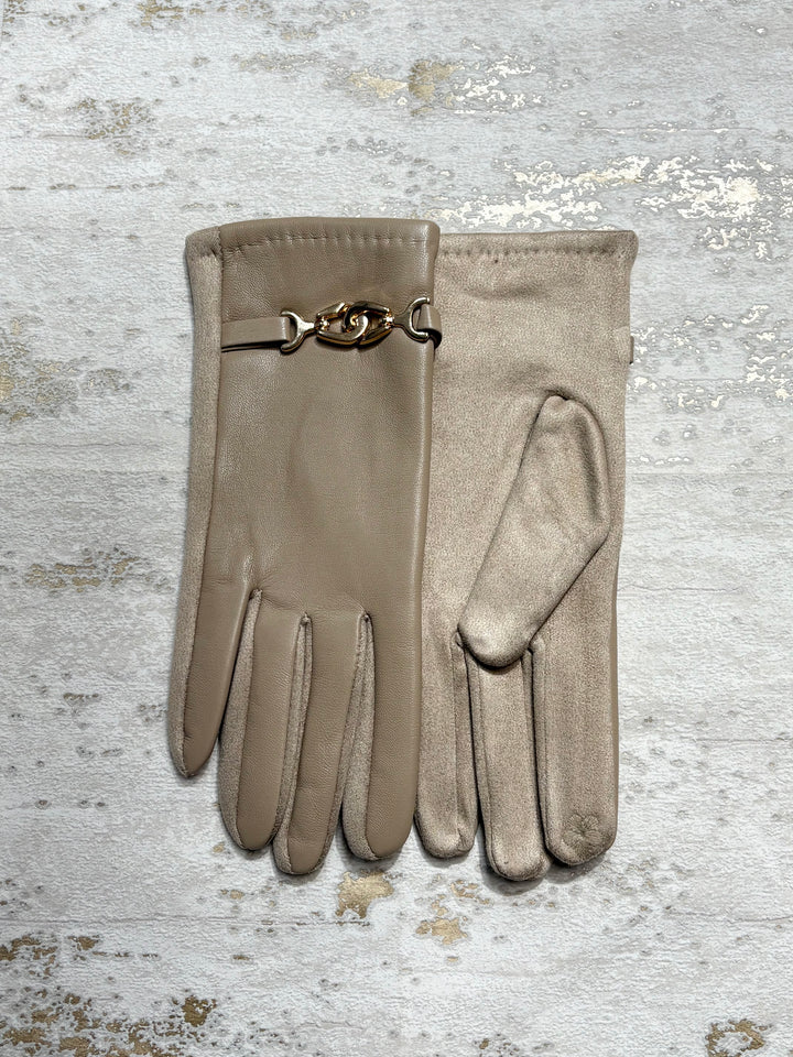 Plain Faux Leather Gold Buckle Glove (5 Colours)