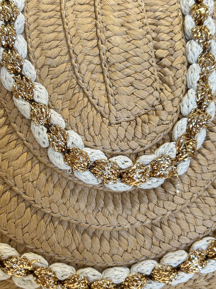 Plait Rope Detail Woven Gold Fleck Clutch (2 Colours)
