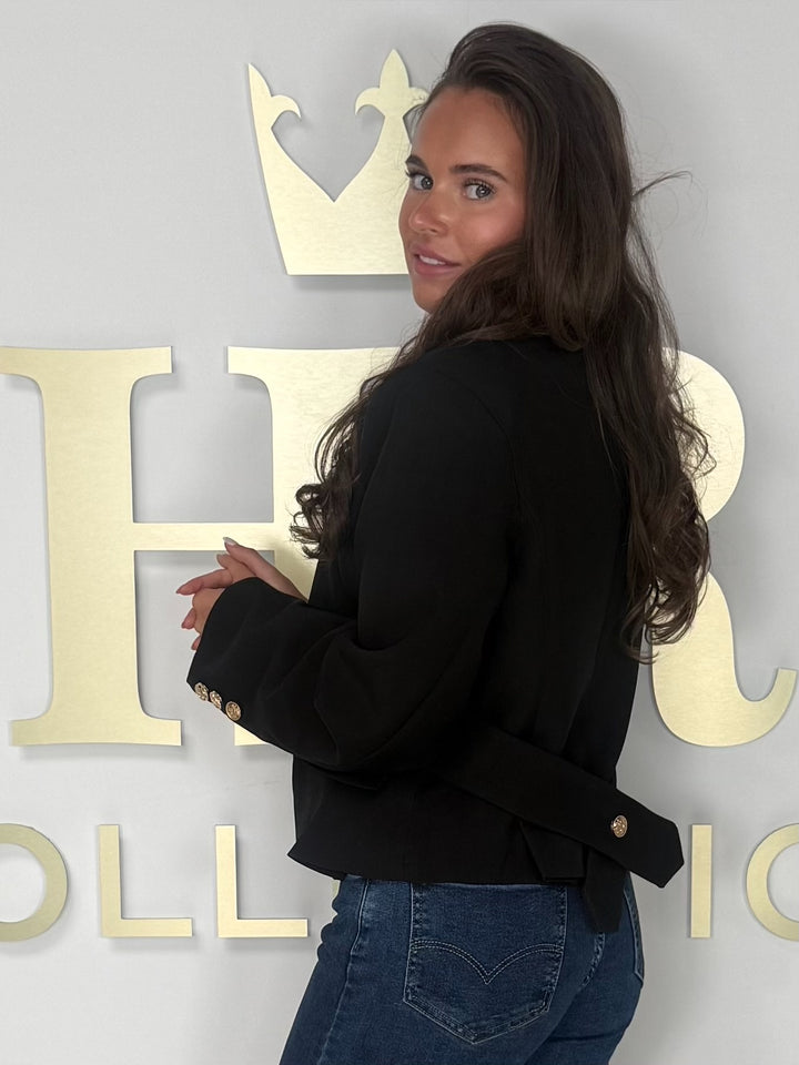 High Neck Gold Button Cross Over Style Blazer (3 Colours)