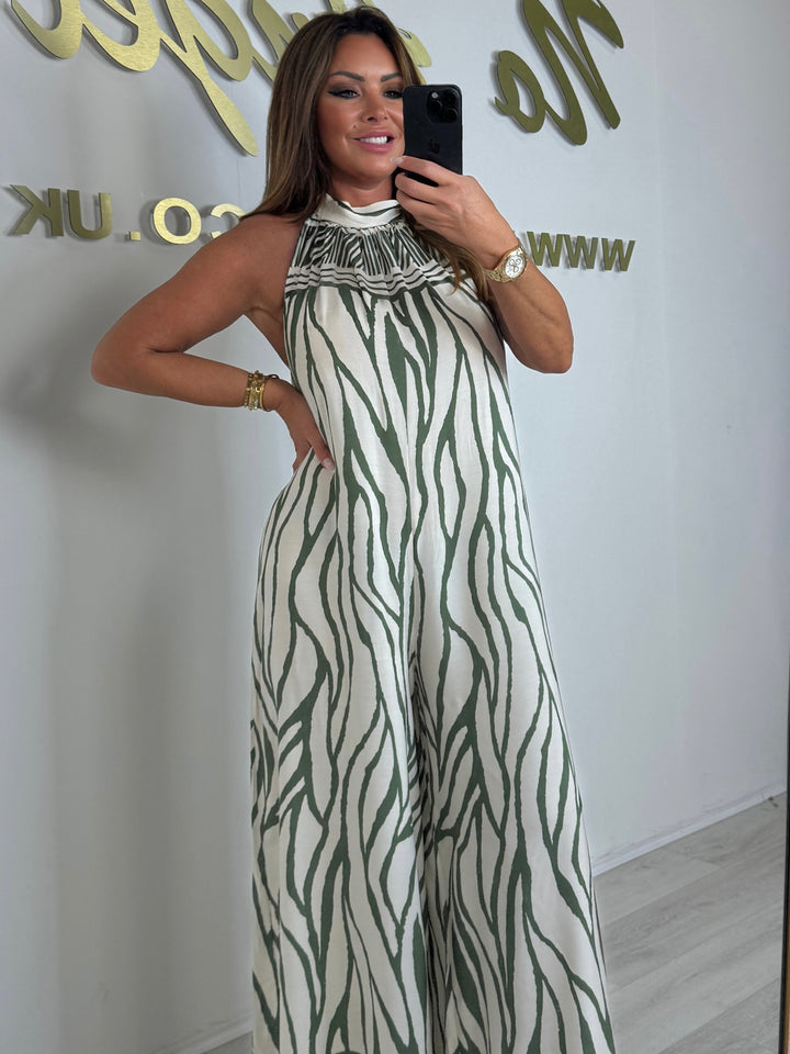 Zebra Halter Floaty Jumpsuit (6 Colours)