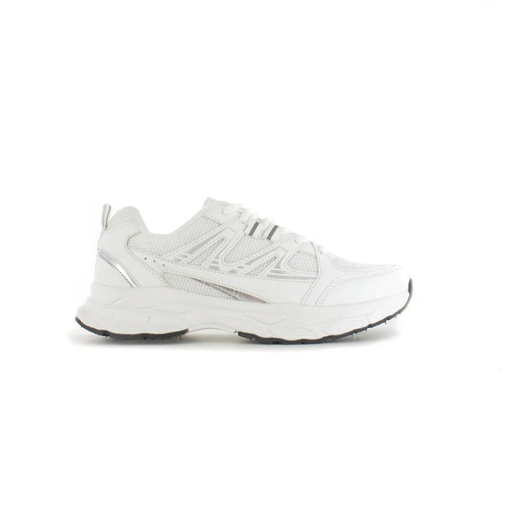 White Silver Detail Lace Up Trainers