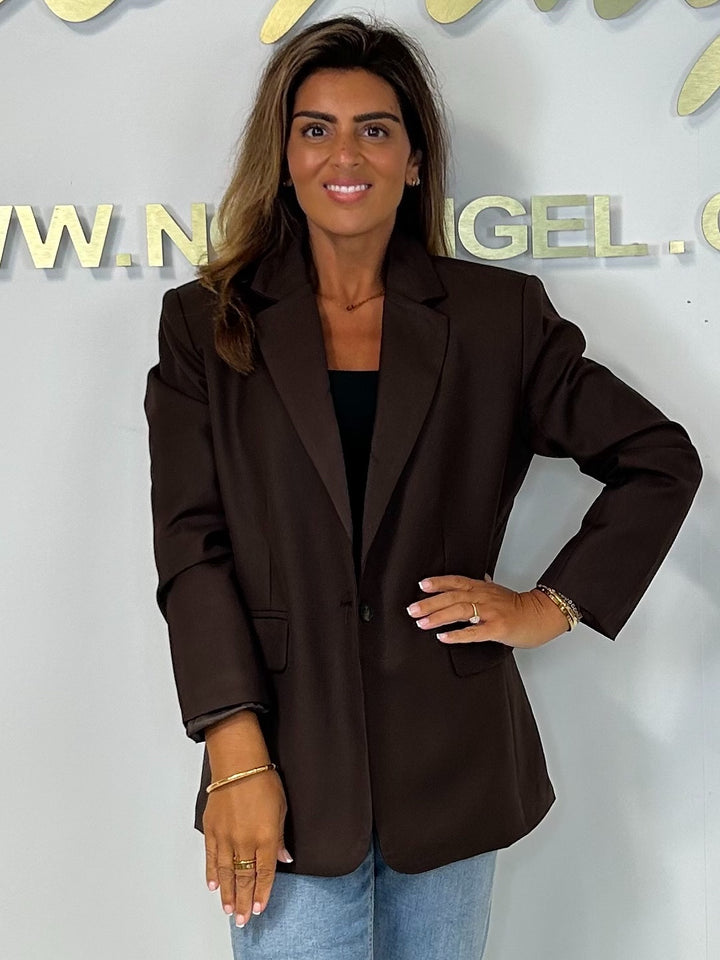 Single Button Shoulder Pad Oversized Blazer (2 Colours)