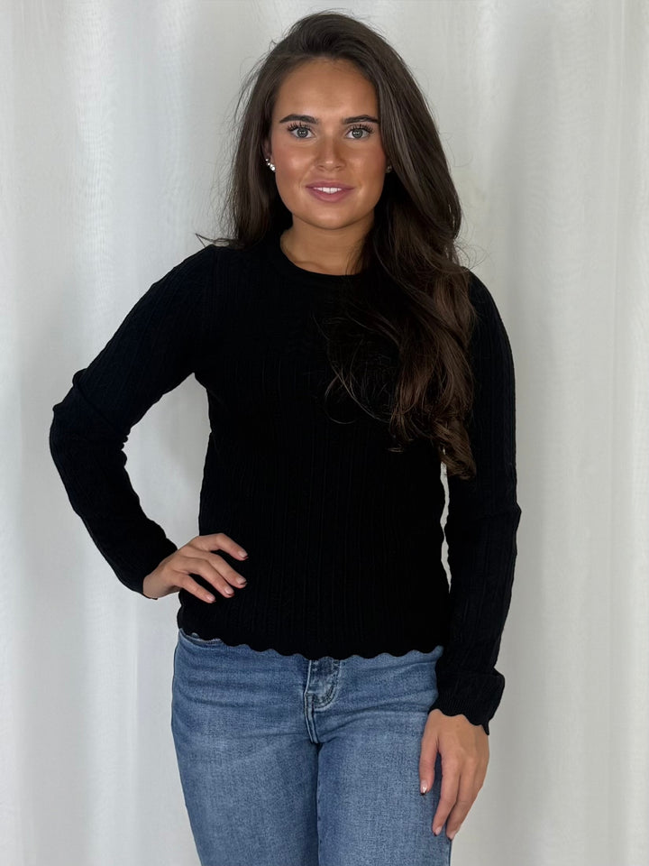 Fine Cable Knit Scallop Hem Jumper (7 Colours)