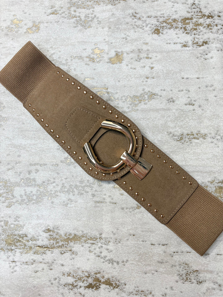 Large Suedette Gold Hook Elastic Belt (5 Colours)