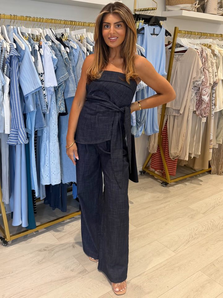 Dark Denim Tie Up Side Co-Ord